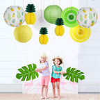 Pineapple Party Decorations Hanging Paper Lanterns Pineapple Honeycomb Tissue Paper Fans for Hawaiian Tropical Birthday Luau Party Decorations Summer Decor (Yellow)
