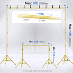 EMART Backdrop Stand 10x10ft(WxH) Photo Studio Adjustable Background Stand Support kit with 2 Crossbars, 8 Clamps, 2 Sandbags and Carry Bag for Parties, Events Decoration, Wedding -Titanium Gold