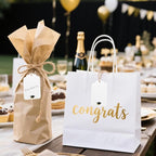 100Pcs Blank Gift Tags with String Foil Black Gold Grad Cap Large Paper Gift Tags with 65 Ft Jute Twine for Congratulations Graduation Congrats Grad Class of 2025 Party