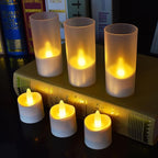 HL Flameless Candles with Remote Timer, 100+Hours Rechargeable Waterproof Battery Operated Tea Lights with Charging Base, Yellow LED Votive Floating Candles for Festival Wedding Home Party Decor-6pcs