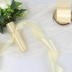 Rice White Solid Satin Ribbon 2 Inch 25 Yards Solid Polyester Fabric Ribbon for Gift Wrapping Wedding Christmas Baby Shower Birthday Party Decoration Handmade Immortal Flower Craft