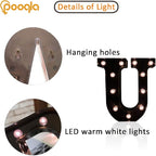 Decorative LED Illuminated Letter Marquee Sign - Alphabet Marquee Letters with Lights For Wedding Birthday Party Christmas Night Light Lamp Home Bar Decoration U, Black