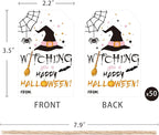 Aukolass 50pcs Happy Halloween Treat Tags,Witch Themed Gift Tags for Halloween Party Favors and Gift Wrapping Decoration(Witching)
