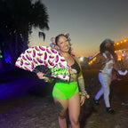 Kandies World UV Reactive Custom Festival Folding Hand Fan - Unique Designs, Made of Bamboo, Clacking Sound, Lightweight - Perfect Rave and Festival Accessory!