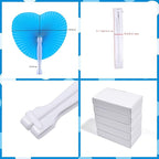12 Packs Decorative Paper Folding Hand Fans Handheld,Blue Heart Foldable Wedding Fans Chinese and Japanese Fans Bulk for Bridal Guest Church Party Favors Dancing Birthday DIY