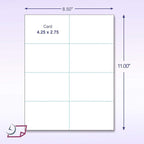 NextDayLabels - Blank Perforated Printable Cardstock, 8 Cards per Sheet, 100# tag - for laser and inkjet printer, 4-1/4" x 2-3/4" Each Card - 800 Cards - Made in the USA