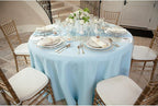 LTC LINENS Baby Blue Tablecloth 120 in Round for 60 Inch Circular Table - Washable, Wrinkle Resistant Polyester Fabric Cloth for Baby Shower, Wedding