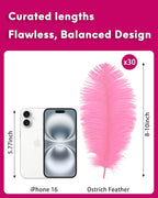 NEWONG 30pcs Pink Ostrich Feathers Natural Bulk 8-10inch(20-25cm) Vase Craft Wedding Home Party Centerpieces Christmas Day Decoration