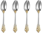 KEAWELL Luxury 6.3" Teaspoons, 18/10 Stainless Steel, Gorgeous Small Spoons, Stirring, Mixing, Sugar, Cake, Dessert Spoons, Mini Antipasto spoons (Gold Accent)
