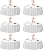 EMART Round Tablecloth White (6 Pack) 120 inch Circular Polyester Table Cover for Wedding Decor, Birthday Party, Banquet and Formal Events