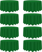 8 Pack Green Round Tablecloth 120 Inch Stain and Wrinkle Resistant Round Green Table Cloth Reusable and Washable Polyester Fabric Table Covers for Buffet Wedding Party and Banquet