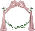 Socomi Wedding Arch Draping Fabric 1 Panel 29" x 19Ft Dusty Rose Sheer Chiffon Curtain Drapes 6 Yards for Wedding Ceremony Birthday Party Decoration