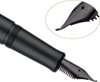 Hongdian M2 Mini Fountain Pen with Bent Nib, Sleek Shape Aluminium Short Pocket Travel Pen (Matte Black)