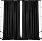 Sugargirl 10x10FT Black Backdrop Curtains Polyester Photo Backdrop Drapes Curtains 2 Panels with Rod Pockets for Party Birthday Wedding Photography Home Decoration