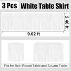 3 Pack 29 x108 Inch Macaron White Foil Fringe Table Skirts Metallic Banner for Tinsel Streamer Garland Backdrop for Parade Floats Wedding Thanksgiving Birthday Christmas New Year Party Decoration