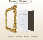 Cuspin 11x14 Picture Frame Vintage Gold Frames, Ornate Leaf Textured Hand-Crafted Resin with Glass Front, Gold Picture Frames for Tabletop Display, Retro Design Home Decor