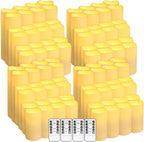 Set of 96 Flameless Led Battery Opeated (D2.2'' x H4''5''6'') Waterproof Outdoor Indoor Candles with 10-Key Remotes and Cycling 24 Hours Timer