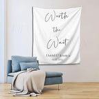 Worth The Wait Backdrop, Custom Tapestry with Names and Date, Rustic Wedding Sign Worth The Wait, Personalized Calligraphy Wedding Banner for Ceremony, Reception Backdrop, Wedding Arch, Wedding Decor