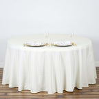 Efavormart Round Tablecloth, 120 Inch Stain & Wrinkle Resistant Washable Table Cloth, Decorative Polyester Fabric Table Cover for Banquet, Wedding, Dining - Ivory