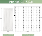 Tulle Backdrop Curtain with Lights String 10FT X 8FT Ivory Sheer Tulle Backdrop Curtains for Wedding Birthday Party Reception Photo Booth Background Decorations (2 Panels 5x8FT)