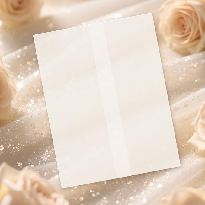60 Pack Pre-Folded Vellum Jackets for 4.25x5.5 Invitations, Translucent Vellum Paper 4.25x5.5 Jackets, 100GSM Wedding Invitations Wraps, Envelope Liners for Birthdays, Baby Showers