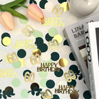 Sage Green 60th Happy Birthday Confetti, 60th Birthday Table Decorations Scatter Green Gold Foil Cake Confetti Decorations for 60 Bday Woman Men Party Decor 230 Pcs