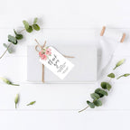 Andaz Press 100-Pack Personalized Thank You for Celebrating with Us Wedding Favor Tags with Bakers Twine Coral Watercolor Florals Custom Cardstock Wedding Gift Tags for Party Favors 2 x 3.75-Inches