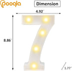 Pooqla Decorative LED Light Up Number Letters, White Plastic Marquee Number Lights Sign Party Wedding Decor Battery Operated (7)