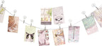Multi-Purpose Steel Wall Hanging Photo Display Cable Wire Rod with 12 Adjustable Clips for Hanging Photos Notes Postcard and Artworks (Flower)