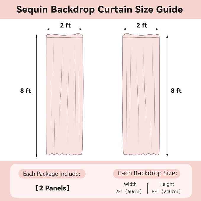 Sugargirl Orange Sequin Backdrop Curtain 2 Panels 2FTx8FT Glitter Orange Background Drapes Sparkle Photography Backdrop for Party Wedding Birthday Wall Decoration