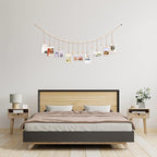 Hanging Photo Display with Clips, 9 Wood Clips, Boho Picture Frames Collage Wall Decor, Photo Hanger for Office Cubicle Decor, Kids Art Display (1)