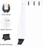EMART Backdrop Stand, 20x7ft(WxH) Large Adjustable Background Support System with 308° Angle Rotatable Connector, 8 Clamps, 3 Sandbags and Carry Bag for Paties, Wedding, Photography Studio -White