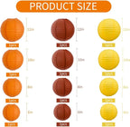 BEISHIDA 12Pcs Fall Orange Paper Lanterns Decorative Yellow Orange Brown Hanging Round Paper Lanterns Lamp for Thanksgiving Harvest Fall Wedding Autumn Birthday Decor,Outdoor Party Decoration