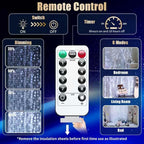 300LED Fairy Curtain Lights, 9.8x9.8Ft Warm White USB Plug in 8 Modes & Timer Christmas String Hanging Lights with Remote for Bedroom Indoor Outdoor Weddings Party Wall Decorations(White)