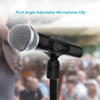 Pyle Adjustable Microphone Stand - Universal Mic Stand with Compact Heavy Base, Floor Standing Design, Height Adjustable, Pivot Angle Clip for Singing & Recording (2.8’ - 5’ ft., 9.8” Base Diameter)