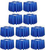LTC LINENS 10 Pack 108 Inch Round Tablecloths Royal Blue - Bulk for 48 Inch Round Table Floor Length - Wrinkle Resistant Polyester Fabric Cloth for Wedding