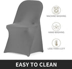 Peomeise Stretch Spandex Folding Chair Cover for Wedding Party Dining Banquet Event (Grey,6pcs)