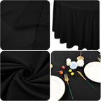 12 Pack 120 Inch Round Tablecloth, Black Polyester Fabric Table Cloth for Round Table, Washable Tablecover for Wedding Party Dining Buffet Banquet Restaurant and Camping