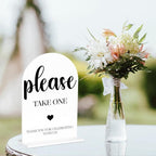 Please Take One Sign, Wedding Engagement Bridal Shower Baby Shower Decor for Reception Reception, Weddings White Acrylic Sign