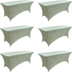 122 6-Pack 6ft Spandex Table Covers for Rectangle Standard Folding Tables - Wrinkle Resistant Stretch Tablecloths - Ultimate Fitted Table Protector for Parties, Banquet, and Wedding