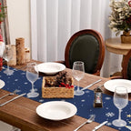 GEEORY Christmas Table Runner 13x120 Inch, Xmas Trees Snowflakes Holiday Decorative Farmhouse Table Decoration for Kitchen Dinning, Indoor Outdoor Dinner Party Decor (Blue) GT151-120N