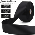 Black Solid Satin Ribbon 1-1/2 Inch 50 Yards Solid Polyester Fabric Ribbon for Gift Wrapping Wedding Christmas Baby Shower Birthday Party Decoration Handmade Immortal Flower Craft