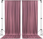 AK TRADING CO. 10 feet x 10 feet Dusty Rose Polyester Backdrop Drapes Curtains Panels with Rod Pockets - Wedding Ceremony Party Home Window Decorations