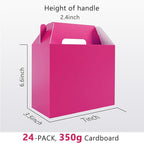 XAGLVV 24Pack Hot Pink Party Favor Treat Box Packs, 7 * 3.5 * 6.6 Inch Goodie Box with Handles, Gable Gift Boxes for Valentine's Day,Birthdays