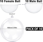 Jishi 10pk Clear Plastic Christmas Ornaments for Crafts Fillable DIY Christmas Ornaments Balls 4 Inch Acrylic Ornaments for Christmas Tree Decorations Hanging Christmas Decorations Home Decor Supplies
