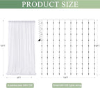 Tulle Backdrop Curtain with Lights String 30 X 10FT White Sheer Tulle Backdrop Curtains for Wedding Birthday Party Reception Photo Booth Background Decorations (6 Panels 5x10FT)
