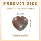 PATIKIL 20 Pcs Natural Heart Shaped Crystal Stone, 0.6 Inch Mini Polished Love Gemstone Crystal, Pocket Rock Engraved Worry Stones for Women Gifts Meditation, Gray Green