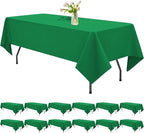 12 Pack Green Tablecloths for Rectangle Tables 60 x 126 Inch Polyester Tablecloth 8 Foot Rectangle Table Cloth Wrinkle Resistant Washable Fabric Table Cover for Party Wedding Banquet Events