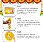 Marigold Garland for Diwali Decorations Pack of 5 - Marigold Artificial Flowers, Indian Marigold Flower Garland for Diwali Decorations (Light Orange Light Yellow | 4 to 4.5 ft) Hashcart®