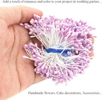HAHIYO 700Pcs 3mm Light Purple Pearl Double Head Flower Stamen - Artificial Pistil for Floral Making, Scrapbook Decoration
